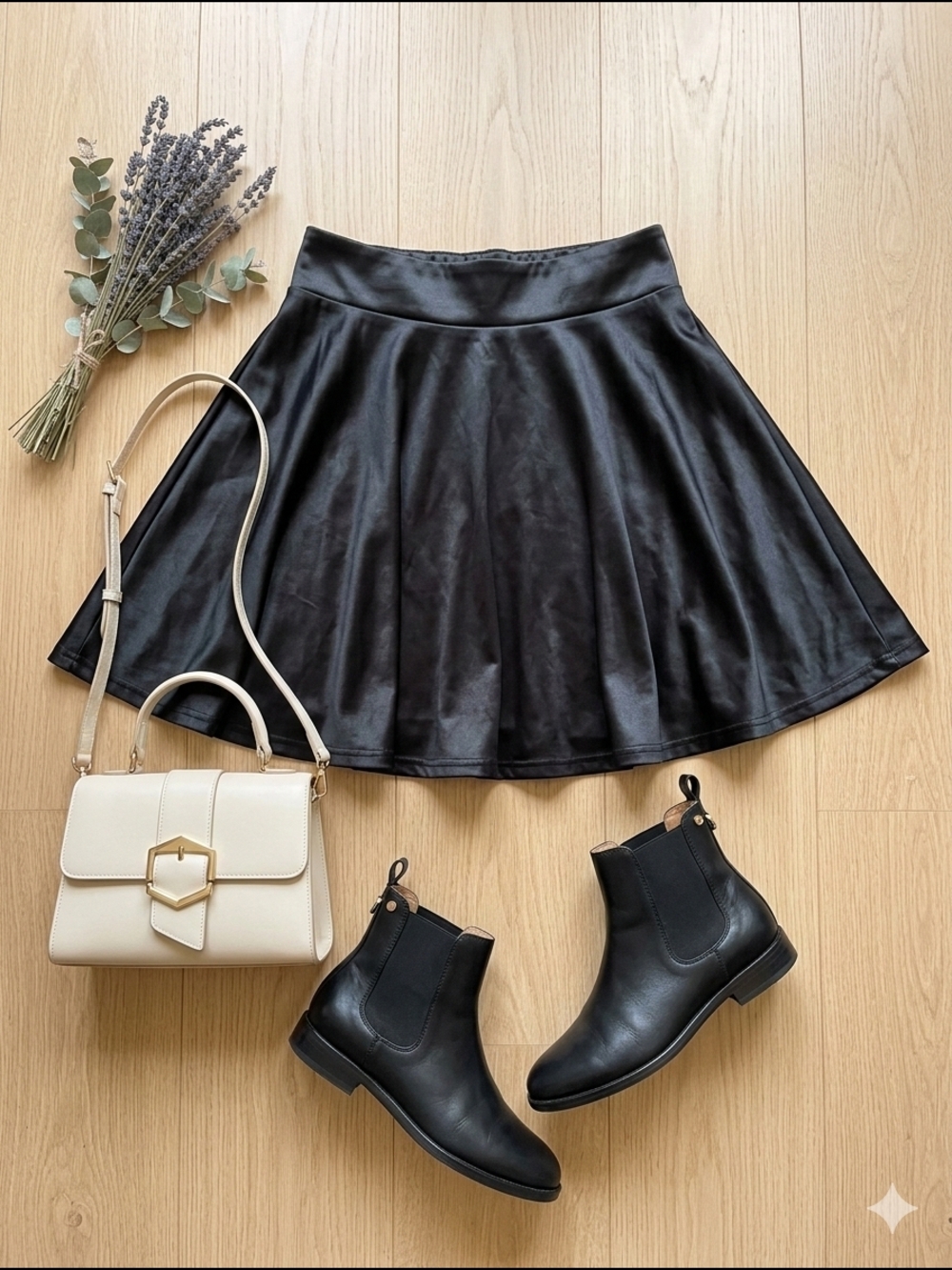 NWT Black Faux Leather Skater Skirt -size Medium